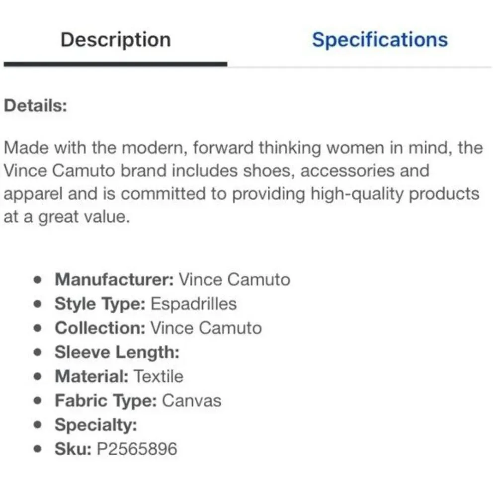 Vince Camuto “Tratida” Women Espadrille Textile Slip-On Shoe Size 7 M